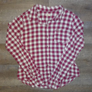 Hollister Plaid Shirt Button Down Pink White Sz XS